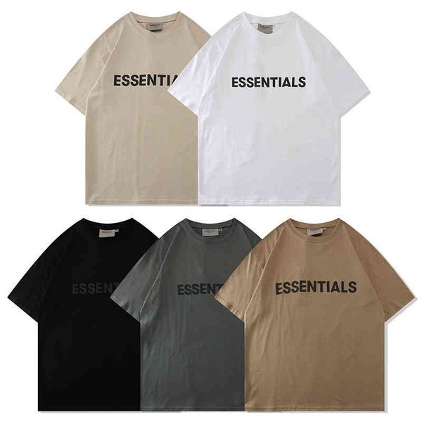

2021fear double thread ess new chest letter short sleeve high-quality trendy t-shirts, Black;brown