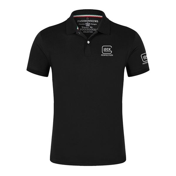 

glock perfection shooting design summer mens short sleeve polos shirts casual cotton male clothes lapel 220719gx, White;black