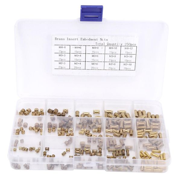 

250pcs m2 m3 m4 knurl insert nut brass insert nuts 3mm 4mm 6mm 8mm 10mm 12mm