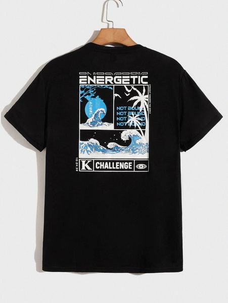 

men letter & graphic print tee s0mz#, White;black
