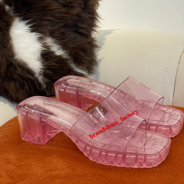 

transparent woman sandals designer lady slippers summer fashion jelly slide high heel slipper luxury casual shoes womens leather alphabet be, Black