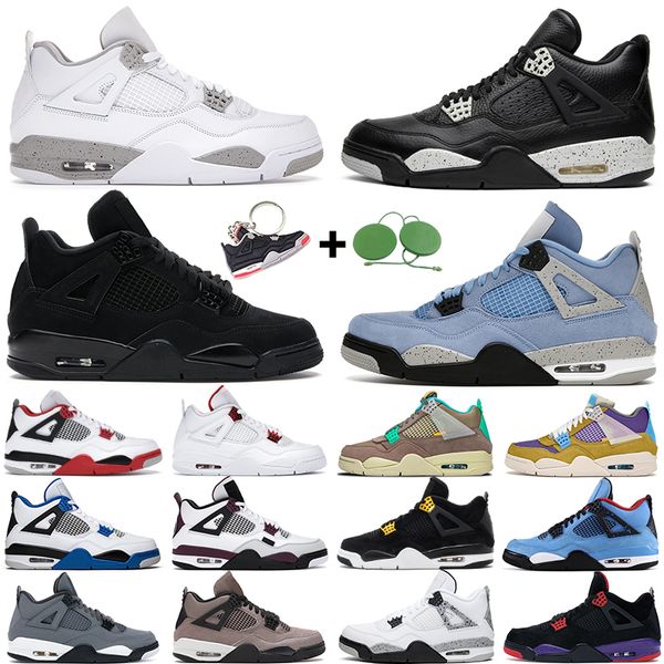 

men women basketball shoes 4 4s desert moss university blue white oreo taupe haze black cat bred loyal mens trainers sports sneakers size