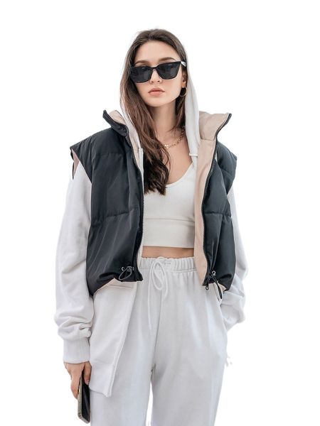 

dazy zip up vest puffer coat h1uv#, Black