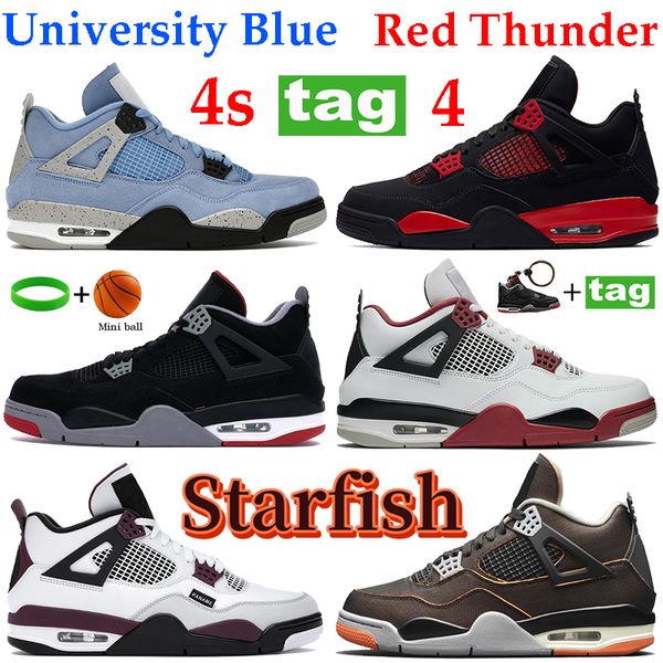 

university blue fire red thunder 4s 4 basketball shoes black cement cat se neon tour yellow pine green sneakers men women trainersdwtd