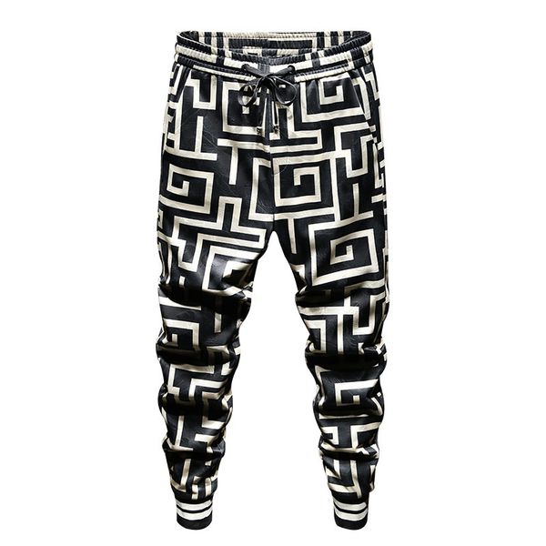 

men's pants flower korean style trendy elastic waist casual slim feet, Black