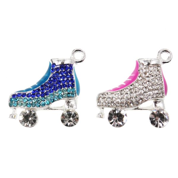 20 pezzi/lotto pendenti personalizzati rosa e blu strass skate articoli sportivi spilla per regalo/decorazione