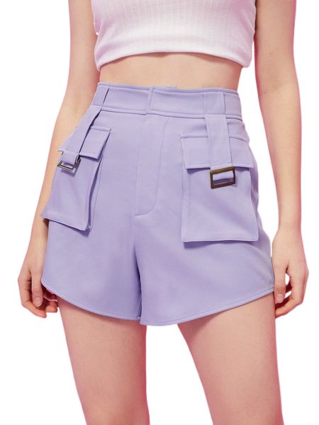 

x tsun shuin solid high waist flap pocket shorts x2hz#, White;black