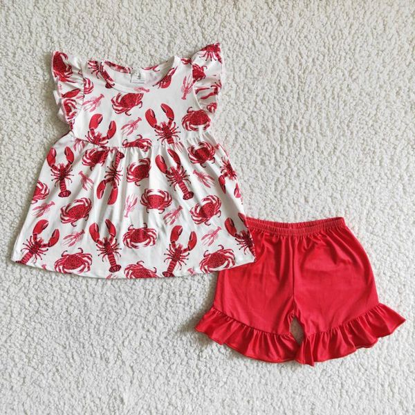 Roupas conjuntos de crianças pequenas roupas de camarão de menina de menina briffle shorts define roupas infantis boutique para SummerClothing