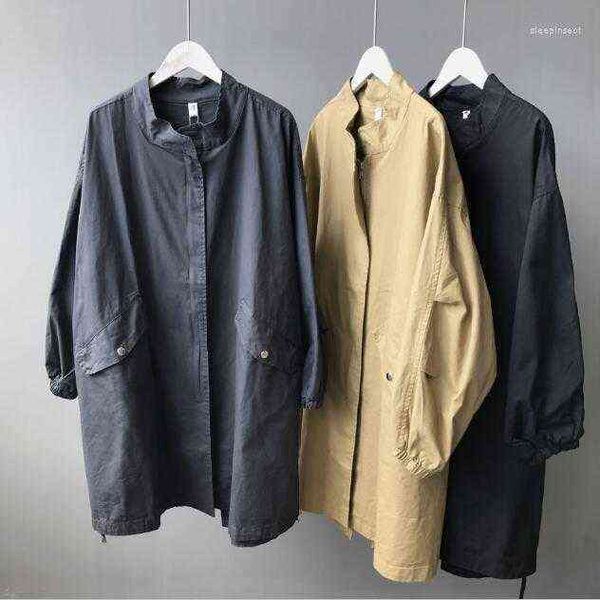 

women's trench coats spring autumn coat for women oversize windbreak outwear cotton warm t220811, Tan;black