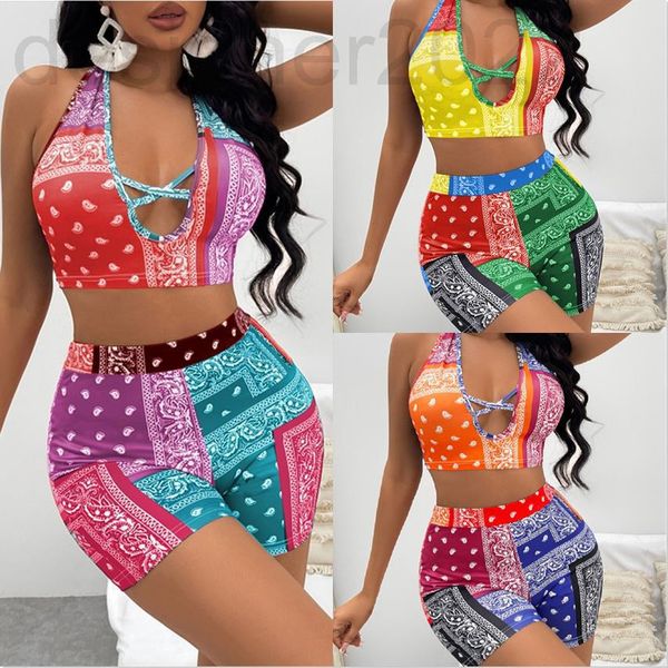 

women's jackets designer printed halter leggings and shorts set akz9, Black;brown