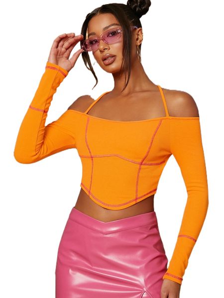 

neon orange halter bandana tee l2zo#, White