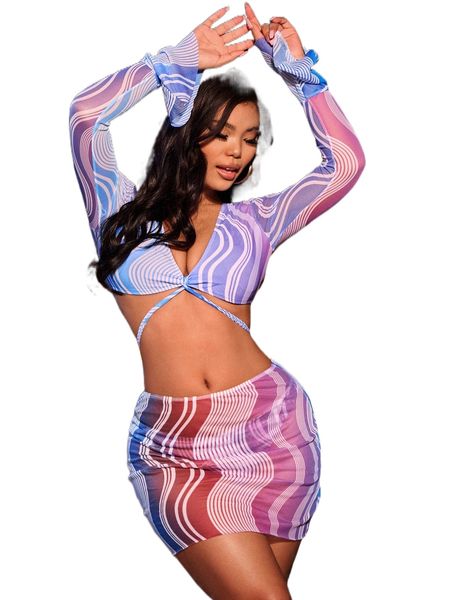 

sxy allover print bikini swimsuit with cover up set b68i#, White;black
