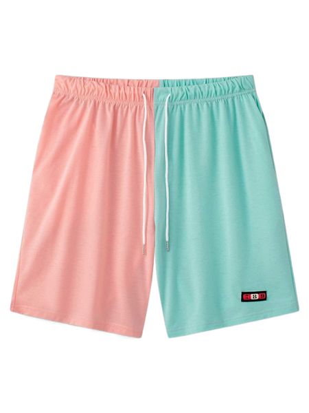 

men letter patched colorblock shorts d2fr#, White;black