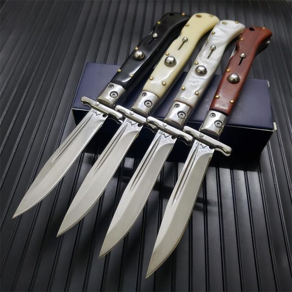 

tactical folding knife 9 inch stiletto automatic horizontal knives 440c blade survival single action outdoor camping knives edc ut70 945 940