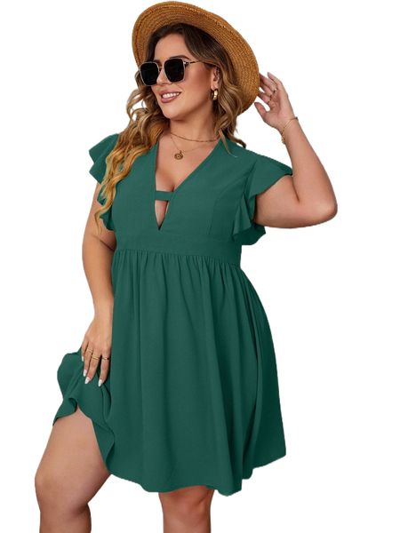 

plus cut out butterfly sleeve dress 36bp#, Black