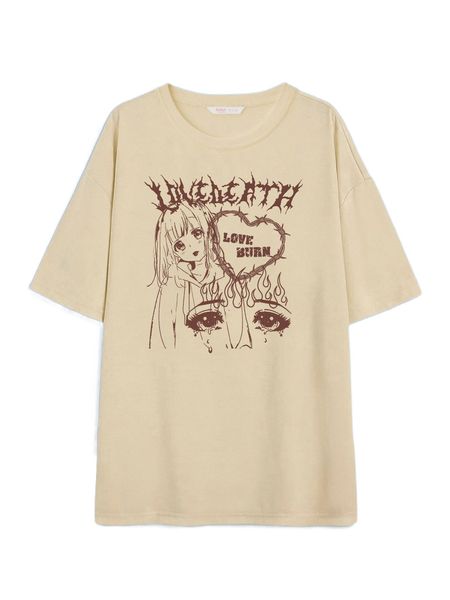 

romwe x aak figure & letter graphic tee c5be#, White