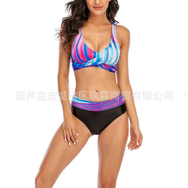 

split gradient bikini color swimsuit high waist beach resort women, White;black