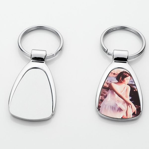 Moldura de foto de bricolage sublimação em branco Chaves de couro Transterno térmico quadrado keychain Keyring Chave de carro prateado anel para homem amantes da mulher Presente de lembrança de joalheria