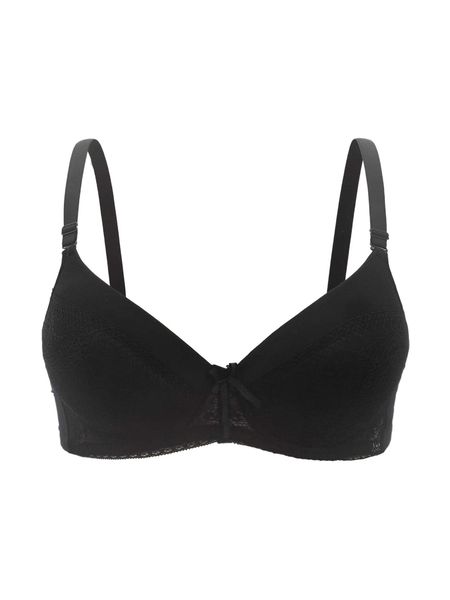 

plus contrast lace underwire bra m5qd#, Black;white