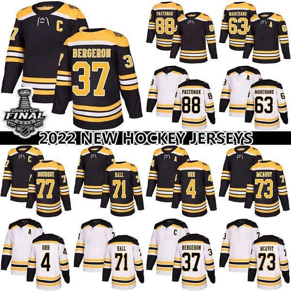 

37 patrice bergeron jersey 88 david pastrnak 63 brad marchand 71 taylor hall 73 charlie mcavoy 4 bobby orr hockey jerseys, Black;red