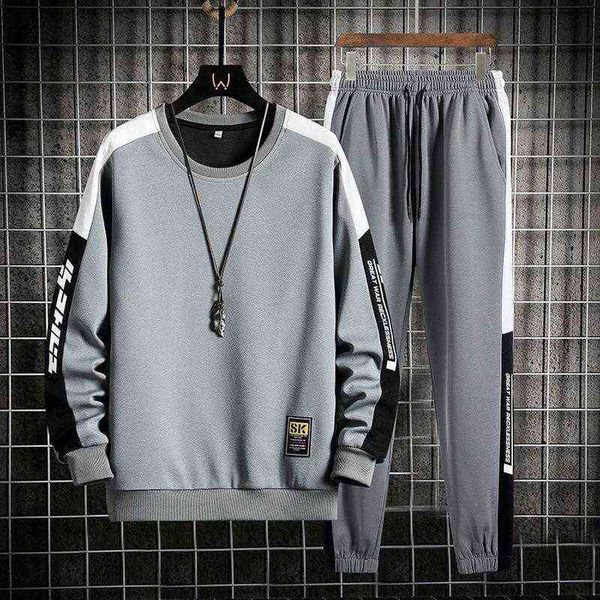 

mens tracksuits men spring and autumn clothes 2 piece set sweatsuit tracksuit outwear harajuku jogging suit long sleeve shirt outfitsmens, Gray