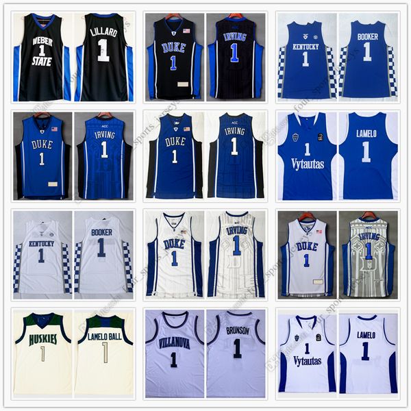 NCAA Basketball Jersey 1 Lillard Jalen Devin Damian Booker Brunson McGrady Zion Irving LaMelo Kyrie Ball Tracy Williamson Трикотажные изделия высокого качества