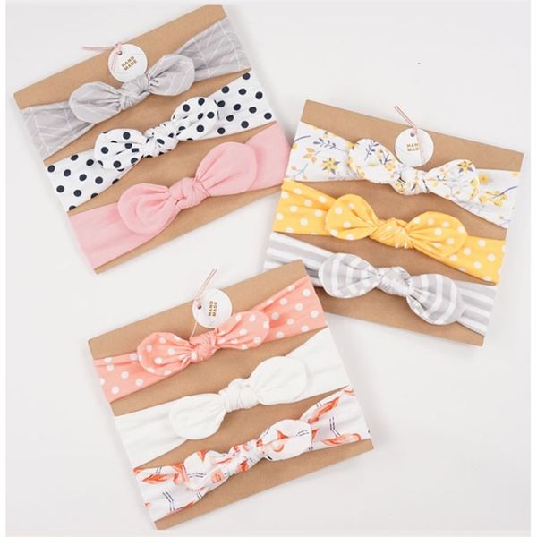 

3pcsset baby girl headbands cotton rabbit ear born turban bow elastic hairband princess christmas day gifts baby accessories 220602, Slivery;white