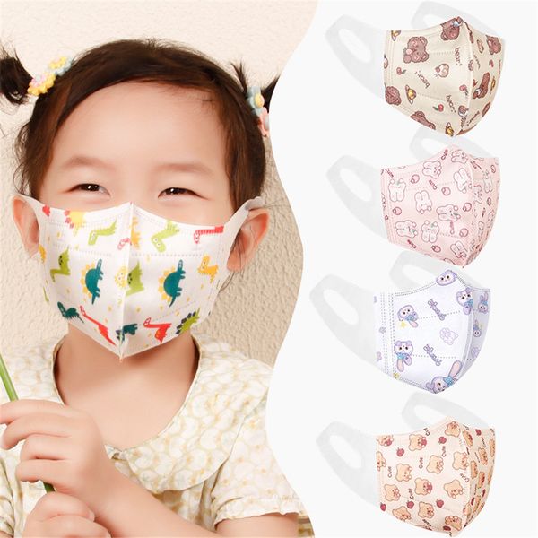 

3d cartoon pattern disposable face masks breathable 3-ply non-woven cup dust masks with elastic earloop for kids boys girls
