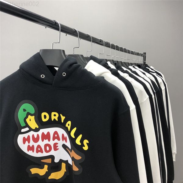 

2022fw sweatshirts pullovers human made duck hoodie men women heavy human made fabric classic cartoon g220729, Black