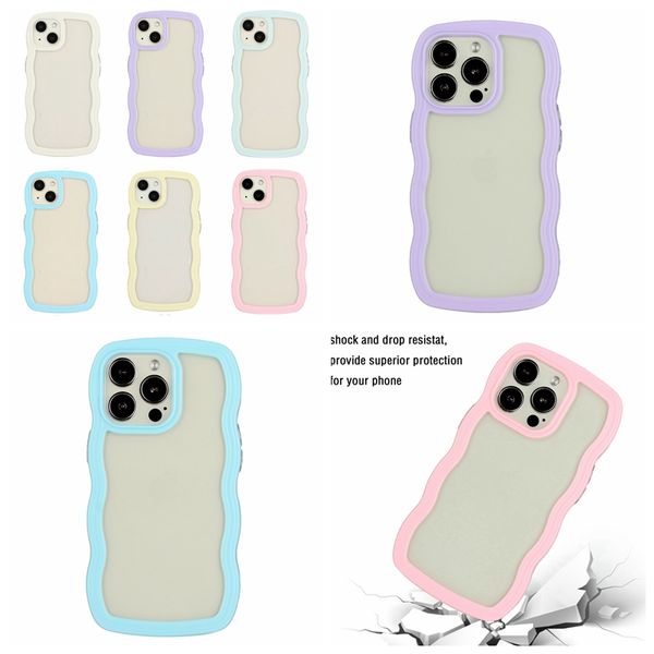 Wave Cases für iPhone 15 14 13 Pro Max 12 11 X XR XS 8 7 Plus Iphone15 I14 Klare Kontrastfarbe Hartplastik Weiches TPU Hybrid Hit Transparent Smart Handy Rückseite Hautabdeckung