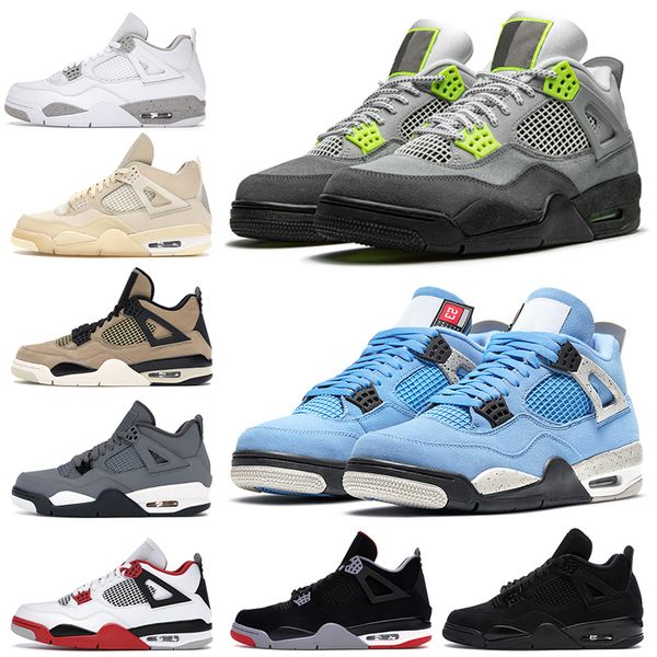 

wholesale black cat 4s mens basketball shoes university blue fire red sail white oreo neon sport trainers sneakers, White;red