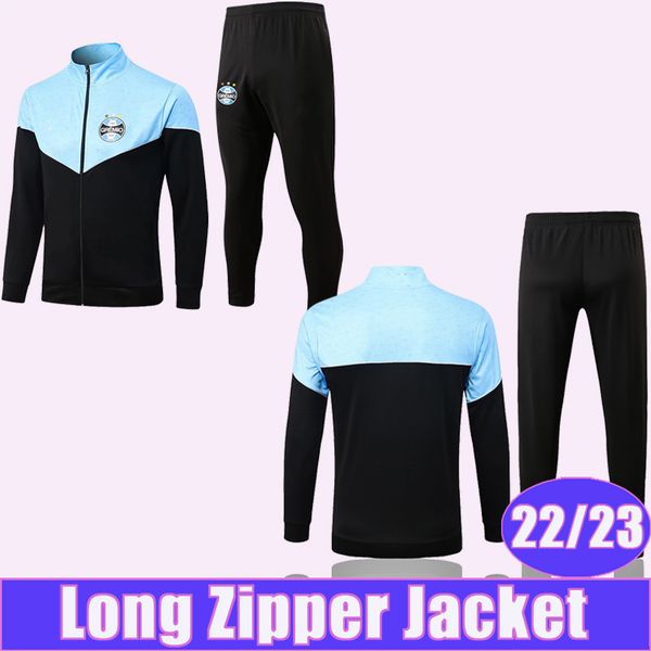 

22 23 gremio elkeson jacket tracksuit kit suit soccer jerseys ferreira elkeson geromel kannemann diego souza full zip training wear football, Black