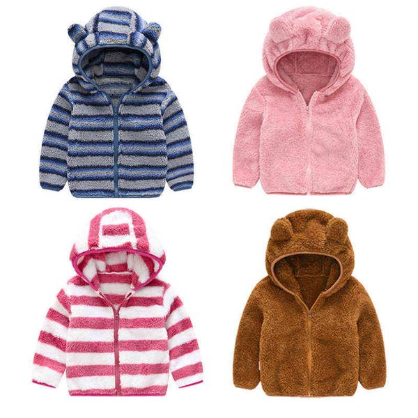2022 Bebek Erkek Kat 2-6 Yıl Sonbahar Kız Karikatür Kapşonlu Dış Giyim Yün Ceketler Kış Çocukları Partisi Sıcak Ceketler J220718