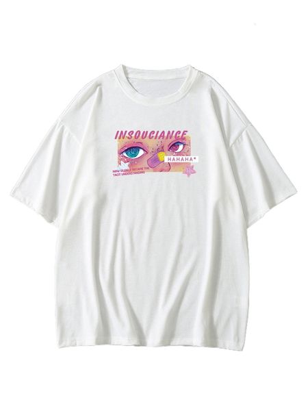 

men cartoon & letter graphic tee q4te#, White;black