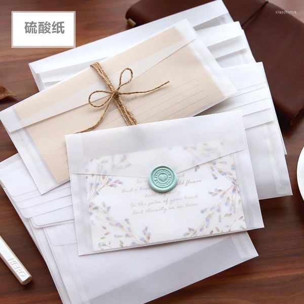 Embrulho de presente 10pcs/set envelopes de papel de ácido sulfúrico semi-transparentes para convite de casamento postal para cartão postal nome de felicitações envelopesgift