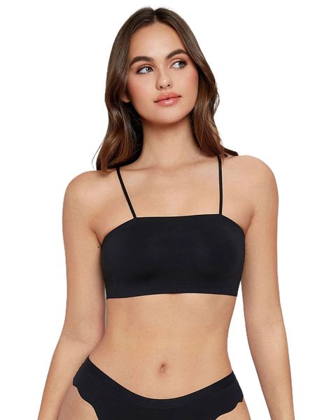 

plain rib no show bralette g3ec#, Black;red