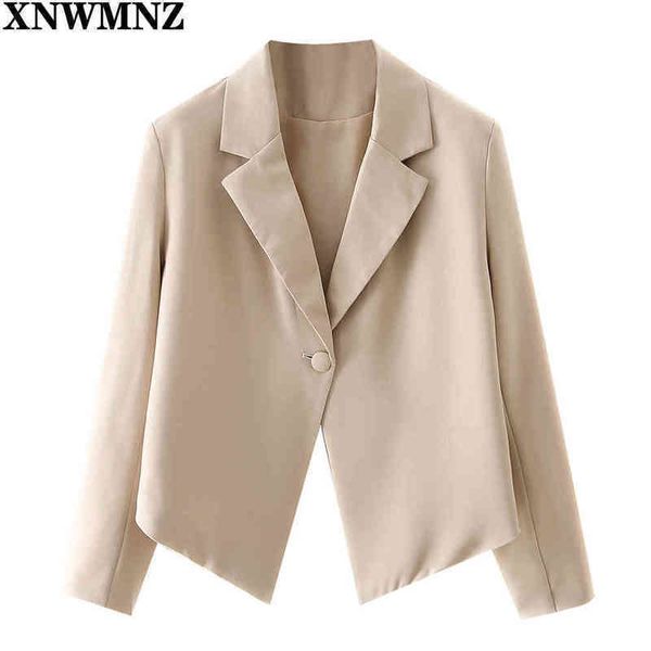 

xnwmnz women cropped blazer long sleeves irregular hem fashion design casual chic lady woman blazers suit 210513, White;black