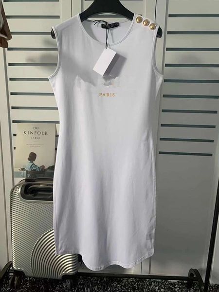 Maglietta da donna elegante T-shirt firmata Lady elasticizzata nera T-shirt lunga da donna Alla moda elegante casual sexy estiva bianca stampa lettera cotone girocollo bottoni slim fit