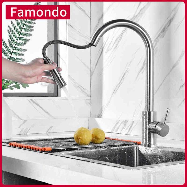 

kitchen faucets simple kitchen sink pull cold and heat induction faucet 304 stainless steel universal telescopic touch ubh5