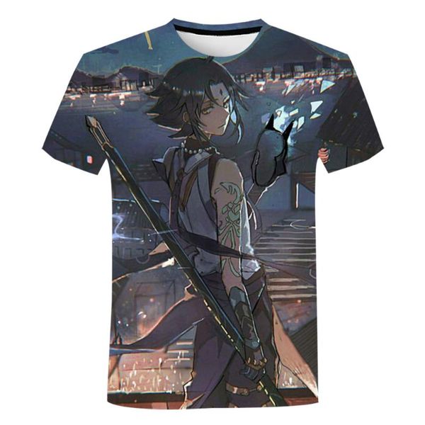 T-shirt da uomo Genshin Impact Anime Girls Game 3D stampato Xiao Streetwear Uomo Donna Moda T Shirt Oversize Tees Tops Abbigliamento per bambini