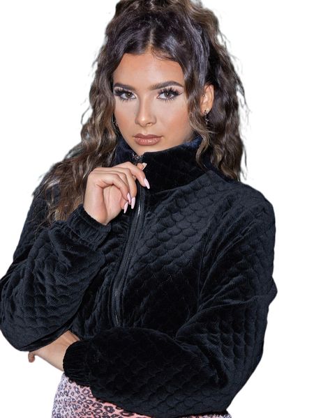 

x kimberly loaiza textured velvet padded jacket g9lq#, Black