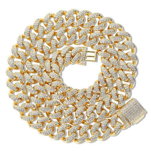 

hip hop jewelry 15mm gold bling diamond chain men iced out zircon cuban necklace, Silver