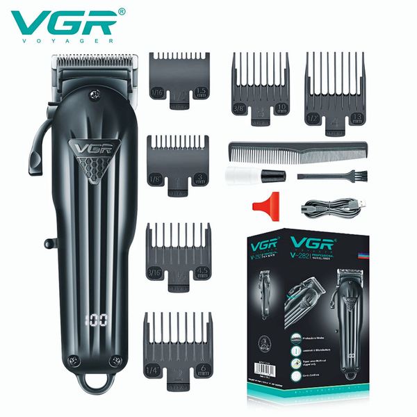 

vgr professional hair clipper cutting machine adjustable cut cordless barber rechargeable trimmer men led display v 282 220707