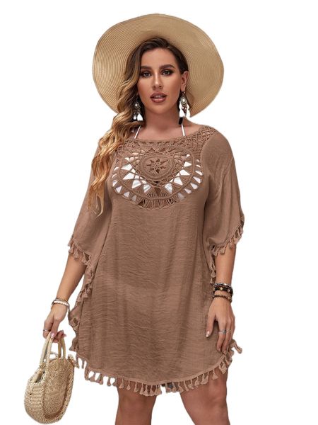 

plus open stitch cover up dress m9pj#, Black