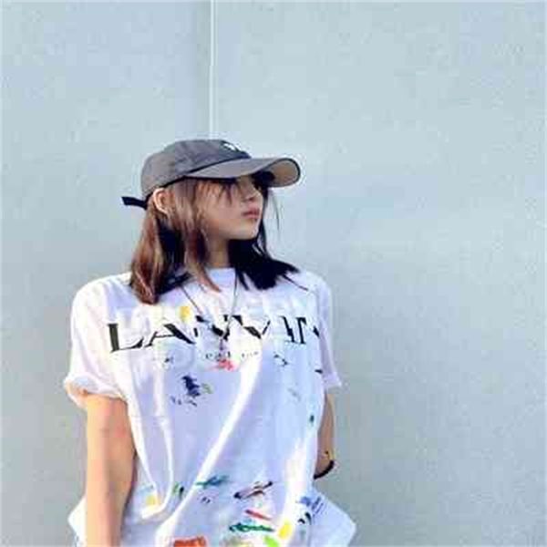 

designer t-shirt lanvin x gallerydept co branded splash letters round neck short sleeve t-shirt, White;black