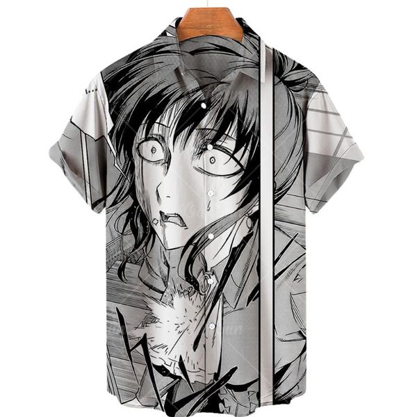 Camisas casuais masculinas de verão no estilo havaiano 3D Impressa Japanese Anime Designer de moda curta Manga Shirtsmen's