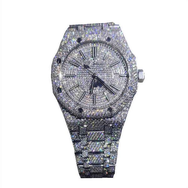 

iced out luxury fashion dial watch band bezel vvs moissanite mens women diamond sale products, Slivery;brown