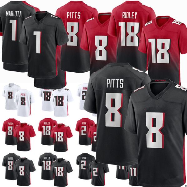 

bijan robinson jersey kyle pitts marcus mariota atlantas drake london deion sanders falcons a.j. terrell jr. desmond ridder cordarrelle patt, Black;red