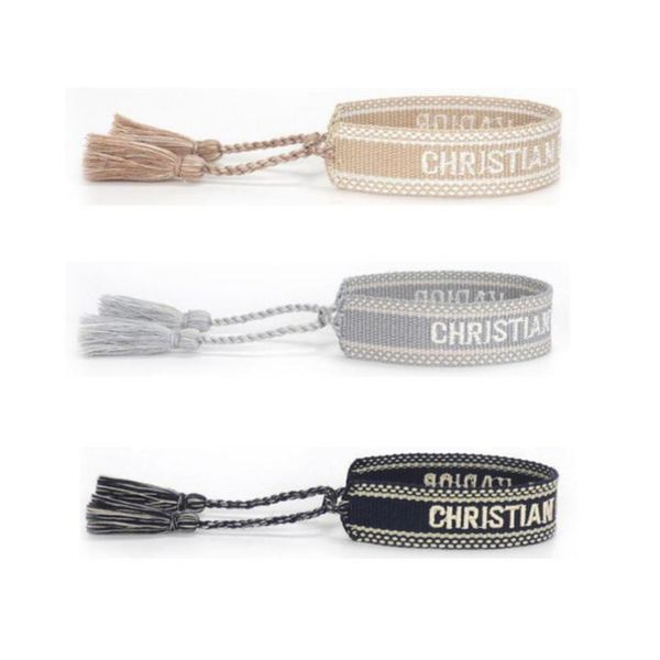 

designers fashion adjustable bracelet luxury woven friendship rope bangle brand women vintage braided men embroidery tassel bracelets jewelr, Golden;silver