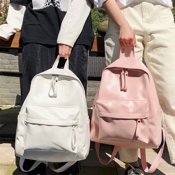 

fashion preppy style women backpack leather school bag backpacks for teengers gilrs large capacity pu travel backpack sac a dos 220514